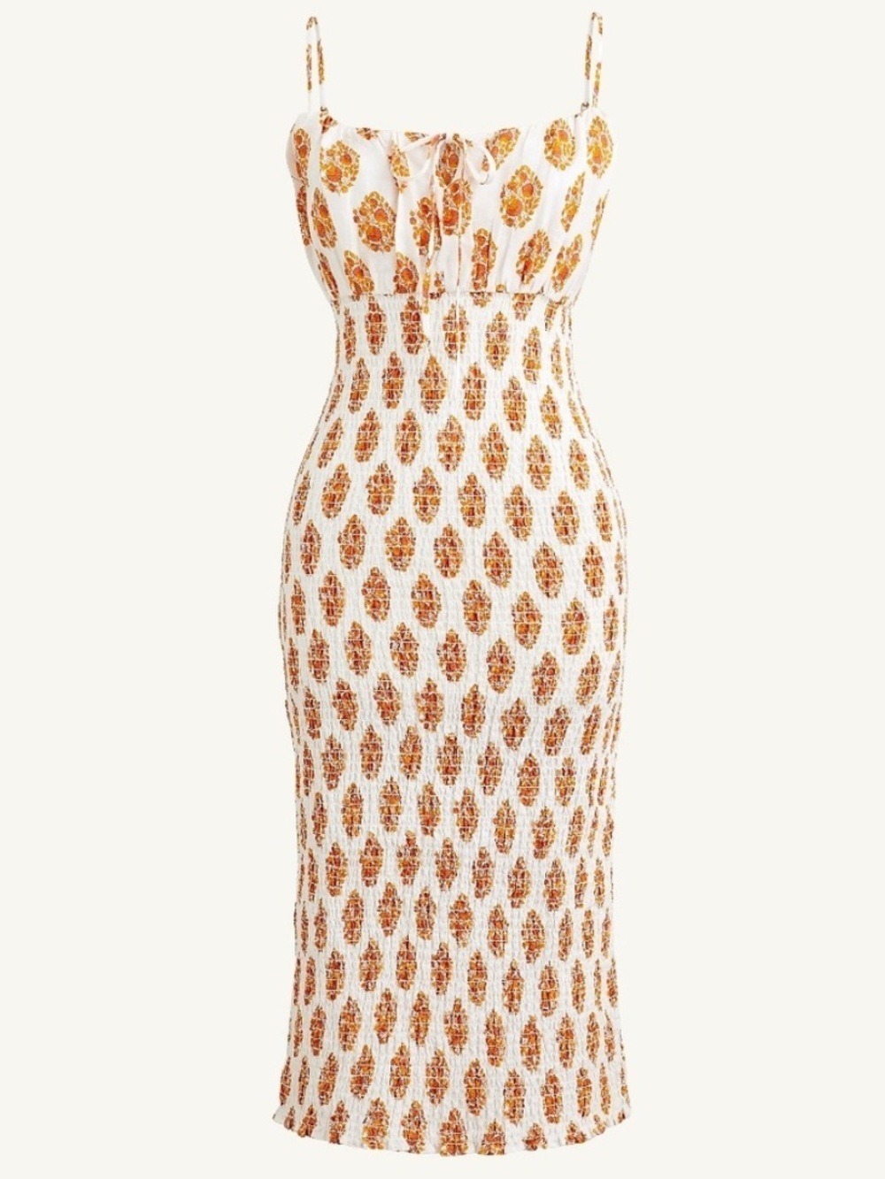 J. Crew Smocked Linen Dress in Gathered Floral Block Print 100% Linen
